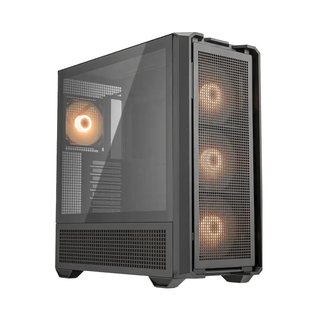 11 COUGAR MX600 RGB BLACK – CASE MID-TOWER ATX, VIDRIO TEMPLADO, 4 VENTILADORES ARGB, USB-C GEN 2, COMPATIBLE CON GPU VERTICAL - Imagen 1