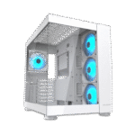 COUGAR FV150 RGB WHITE – CASE MID-TOWER ATX, VIDRIO TEMPLADO, 4 VENTILADORES ARGB, USB-C GEN 2, DISEÑO DE DOBLE CÁMARA