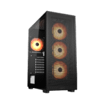 COUGAR MX220 RGB BLACK – CASE MID-TOWER ATX, VIDRIO TEMPLADO, 4 VENTILADORES ARGB, USB-C GEN 2, PANEL FRONTAL DE MALLA MAGNÉTICA
