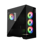 XPG INVADER X – CASE MID-TOWER ATX NEGRO, VIDRIO TEMPLADO, 5 VENTILADORES ARGB, CABLE RISER PCIE 4.0 INCLUIDO, COMPATIBLE GPU VERTICAL