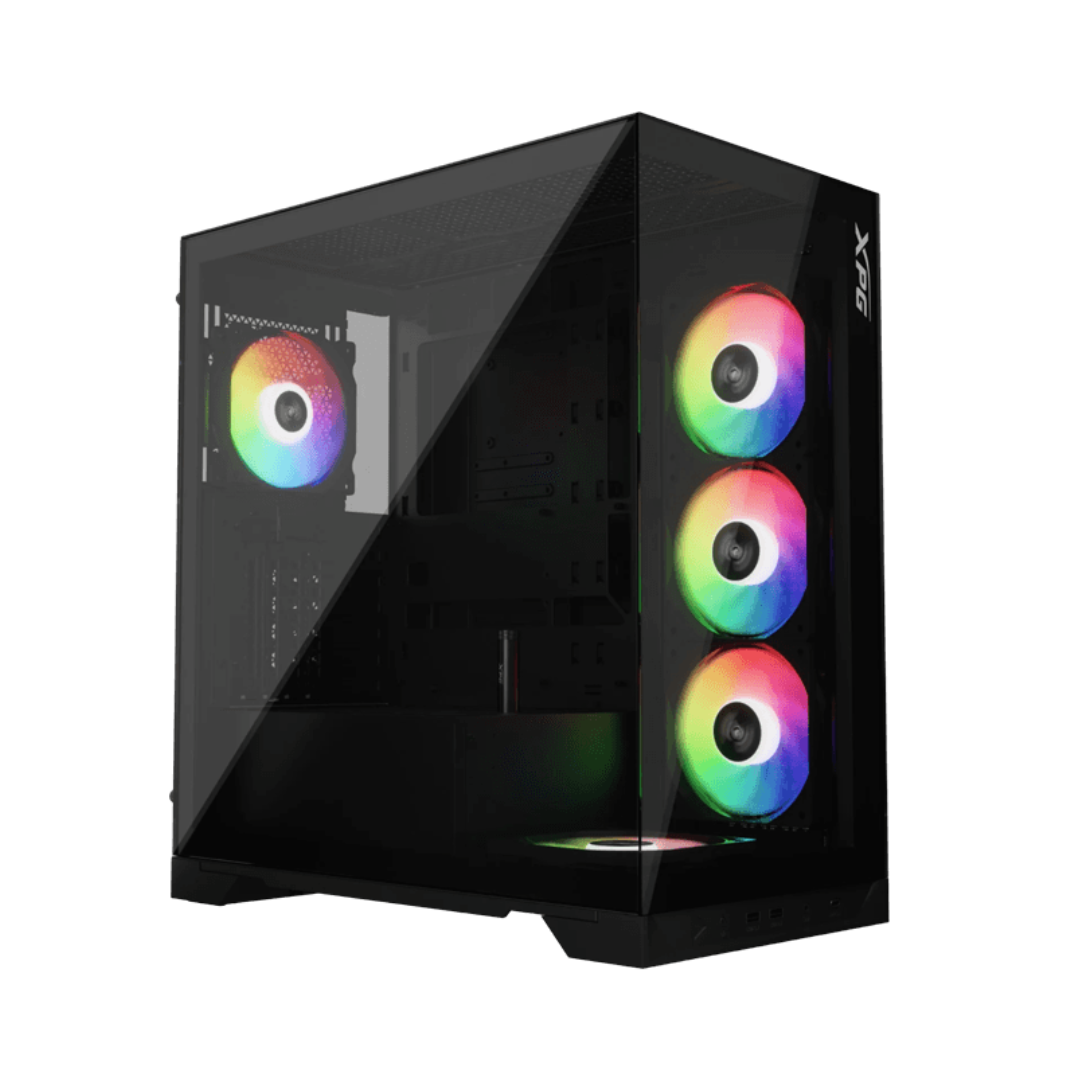 Diseño sin título (5) XPG INVADER X – CASE MID-TOWER ATX NEGRO, VIDRIO TEMPLADO, 5 VENTILADORES ARGB, CABLE RISER PCIE 4.0 INCLUIDO, COMPATIBLE GPU VERTICAL - Imagen 1