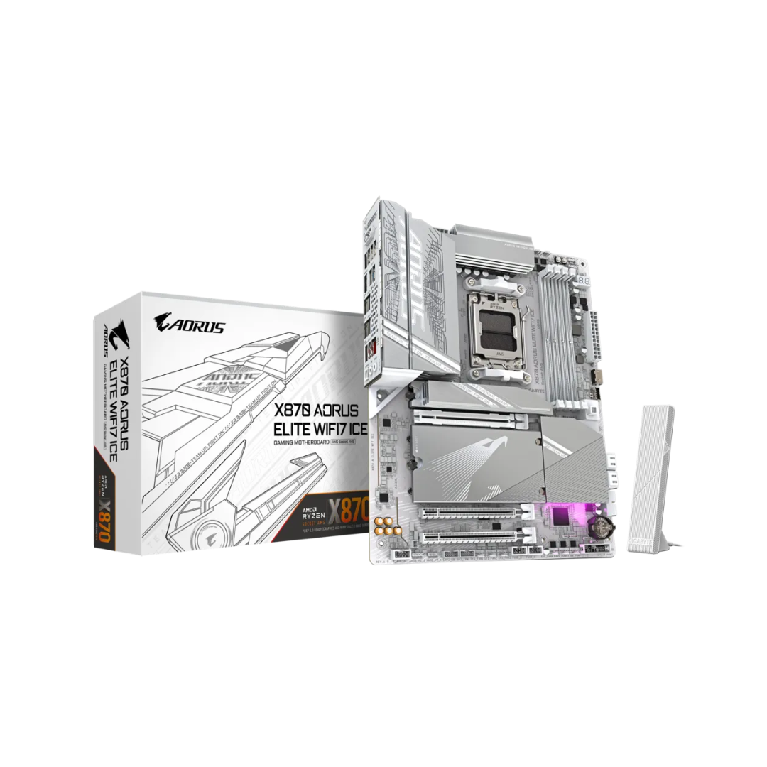 FOTOS WEB 2 (16) GIGABYTE X870 AORUS ICE ELITE WIFI 7 – PLACA BASE ATX PARA AMD AM5 RYZEN SERIE 7000/8000/9000, DDR5, WIFI 7, BLUETOOTH 5.4 - Imagen 1