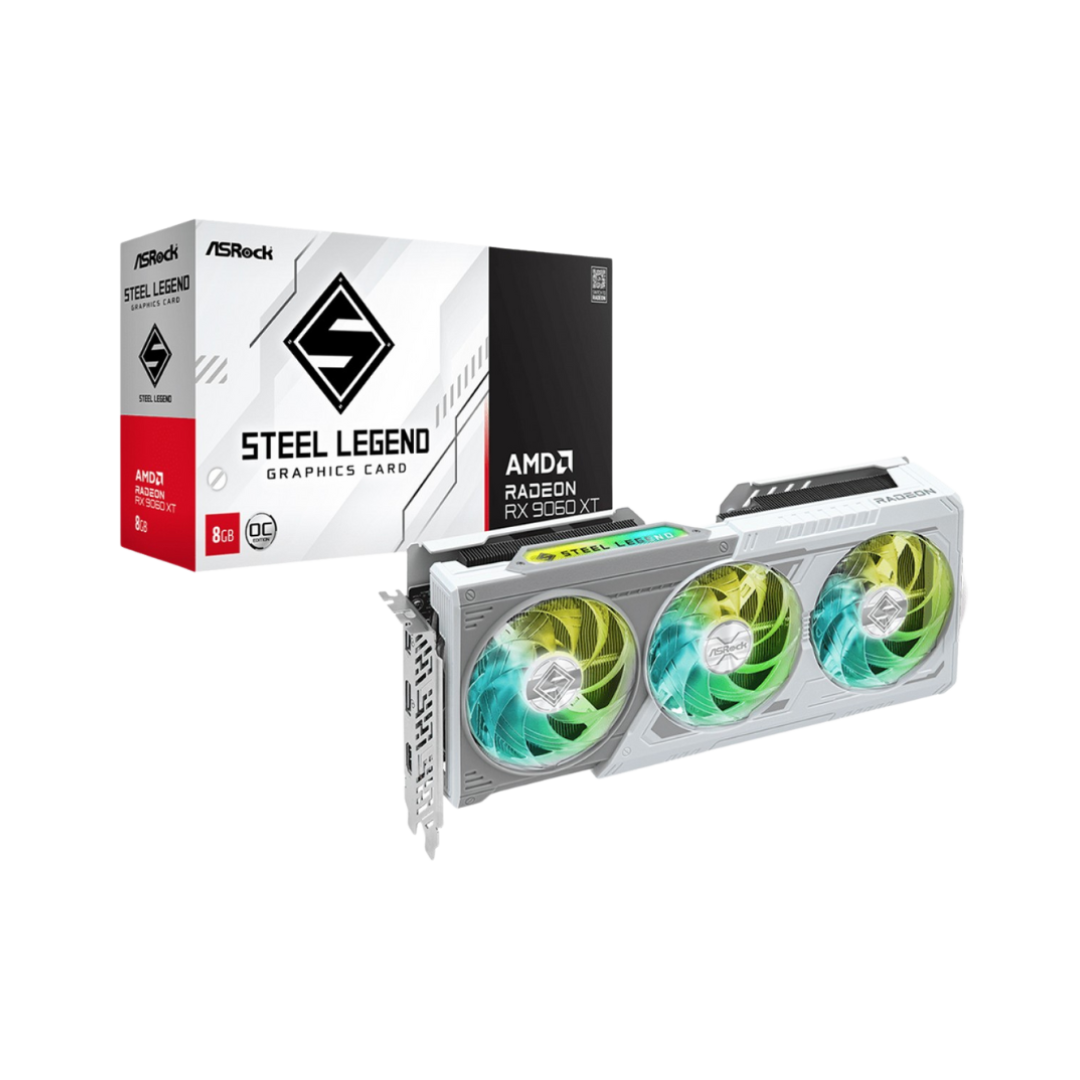 FOTOS WEB 2 (50) ASROCK RADEON RX 9060 XT STEEL LEGEND 8GB GDDR6 PCI-E 5.0 – FSR 4, RAY TRACING, DISEÑO RGB EN COLOR BLANCO - Imagen 1
