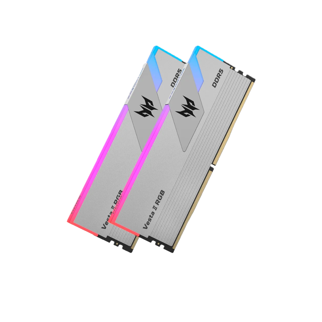 FOTOS WEB 3 – 2025-09-02T184052.727 PREDATOR VESTA II 32GB (2X16GB) DDR5 6000MHZ – MEMORIA RAM DDR5, UDIMM, RGB, COLOR PLATA - Imagen 1