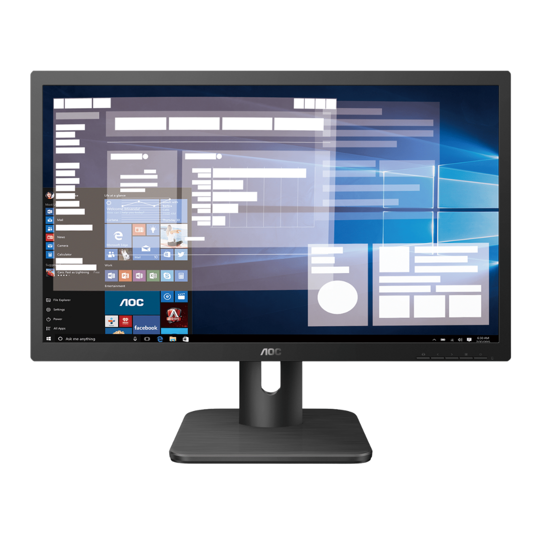 FOTOS WEB 4 (19) AOC 20E1H – MONITOR PLANO HD+ (1600×900), 60HZ, 5MS(GTG), TN, HDMI, VGA, NEGRO - Imagen 1