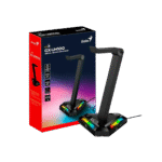 GENIUS SOPORTE PARA AURICULARES – HUB USB INTEGRADO, 2 PUERTOS USB, BASE ANTIDESLIZANTE, NEGRO