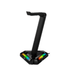 GENIUS SOPORTE PARA AURICULARES – HUB USB INTEGRADO, 2 PUERTOS USB, BASE ANTIDESLIZANTE, NEGRO - Imagen 2