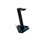 GENIUS SOPORTE PARA AURICULARES – HUB USB INTEGRADO, 2 PUERTOS USB, BASE ANTIDESLIZANTE, NEGRO - Imagen 3