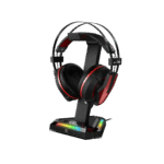 GENIUS SOPORTE PARA AURICULARES – HUB USB INTEGRADO, 2 PUERTOS USB, BASE ANTIDESLIZANTE, NEGRO - Imagen 4