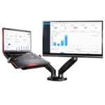 QUASAD DOBLE BRAZO CON BANDEJA NOT. – SOPORTE ERGONÓMICO DOBLE BRAZO HIDRÁULICO, MONITOR 17-32”, LAPTOP 11-17”, ESCRITORIO, NEGRO - Imagen 2