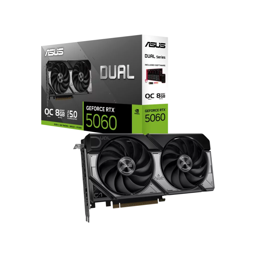 FOTOS WEB 2 (22) ASUS GEFORCE RTX 5060 DUAL OC EDITION 8GB GDDR6 PCI-E 5.0 – DLSS 4, RAY TRACING, DISEÑO DE 2 VENTILADORES - Imagen 1
