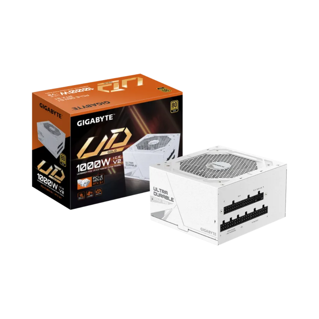FOTOS WEB 2 - 2026-08-11T150343.063 GIGABYTE GP-UD1000GM PG5 ICE– FUENTE DE PODER ATX 1000W, 80 PLUS GOLD, MODULAR, ATX 3.0, PCIE 5.0, BLANCO - Imagen 1
