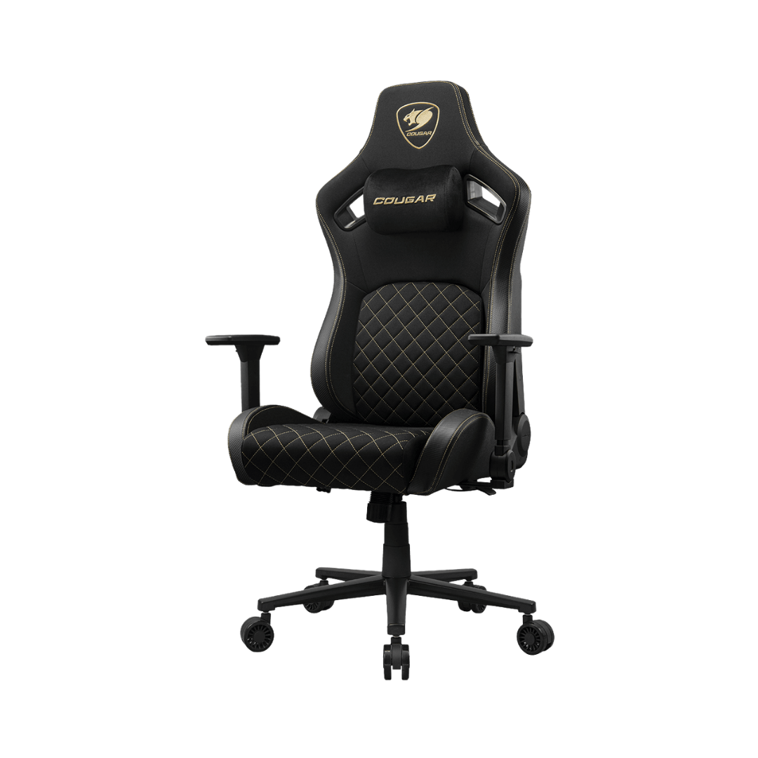 FOTOS WEB 2 - 2026-08-17T174443.671 COUGAR DEFENSOR GOLD F – SILLA GAMER ERGONÓMICA, RECLINABLE, APOYABRAZOS 4D, SOPORTE LUMBAR, DORADO - Imagen 1