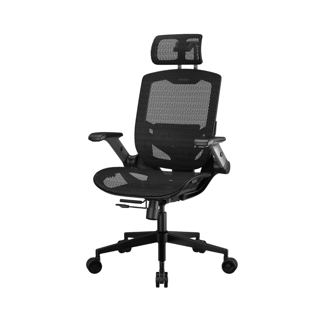 FOTOS WEB 2 - 2026-08-19T123405.880 COUGAR SPEEDER ONE BLACK – SILLA ERGONÓMICA, RESPALDO DE MALLA, SOPORTE LUMBAR AJUSTABLE, REPOSABRAZOS REGULABLES, NEGRO - Imagen 1